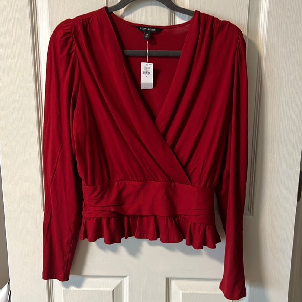 Banana Republic red cotton/modal shirt. With tags
